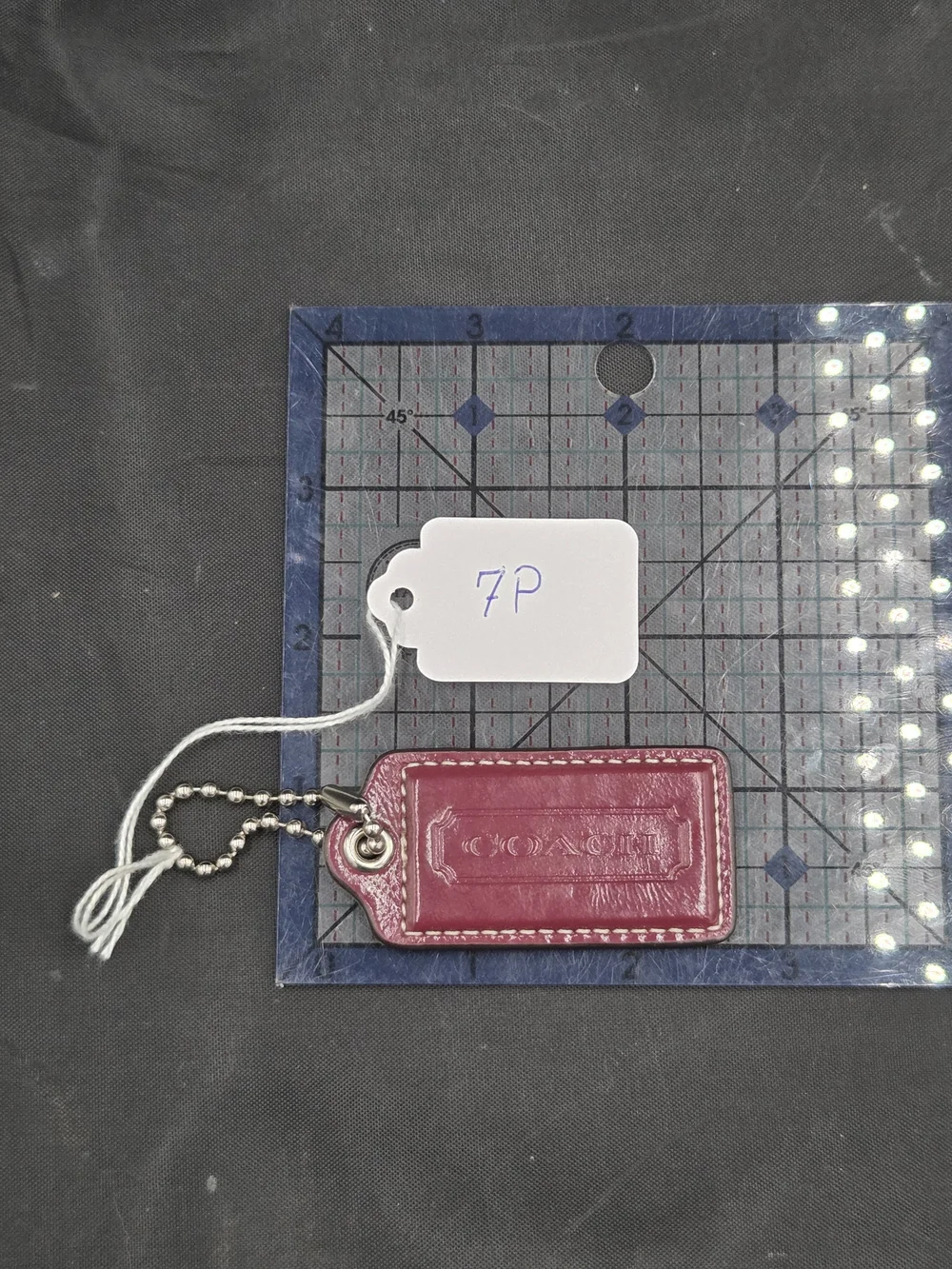 Coach Burgundy Leather Luggage Tag